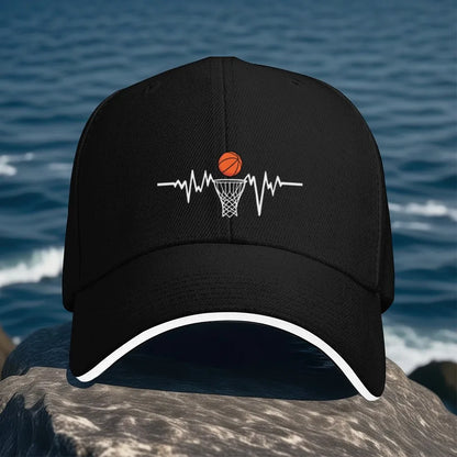 Basketball Heartbeat EKG Pulse Trucker Baseball Cap