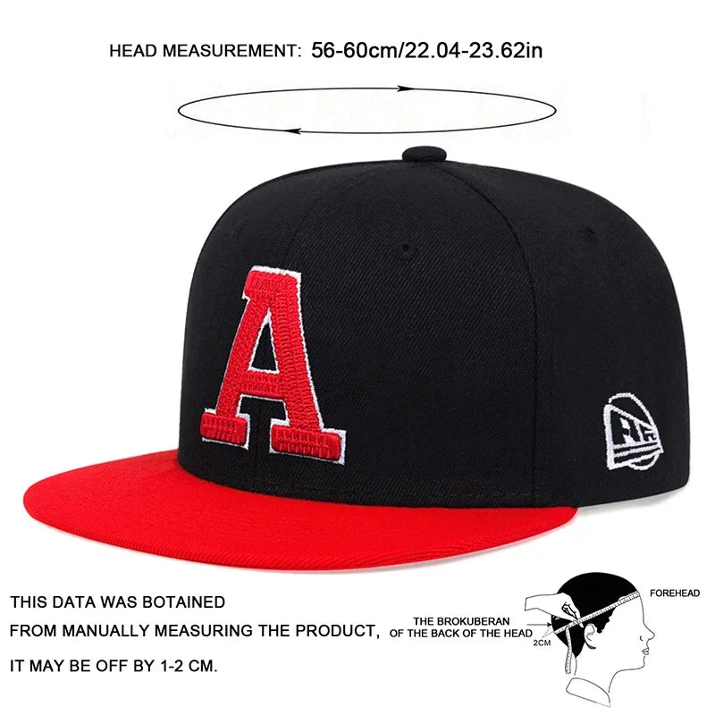Unisex A Letter Embroidered Hip-Hop Snapback Cap
