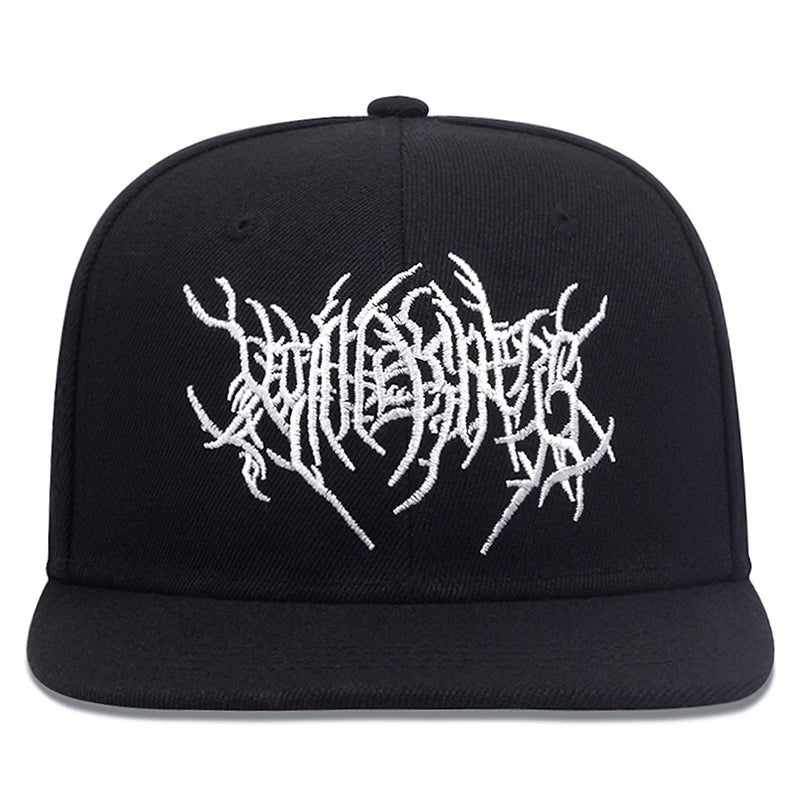 Gothic Double Swallow Embroidered Flat Brim Snapback Cap