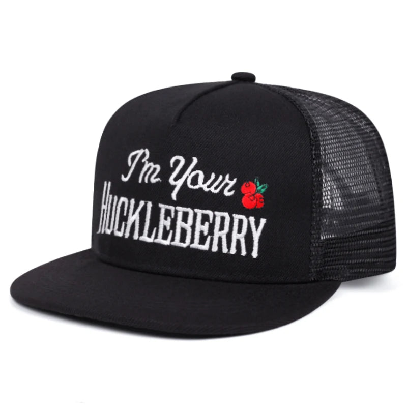 Unisex Letter Embroidered Flat Brim Mesh Snapback Cap