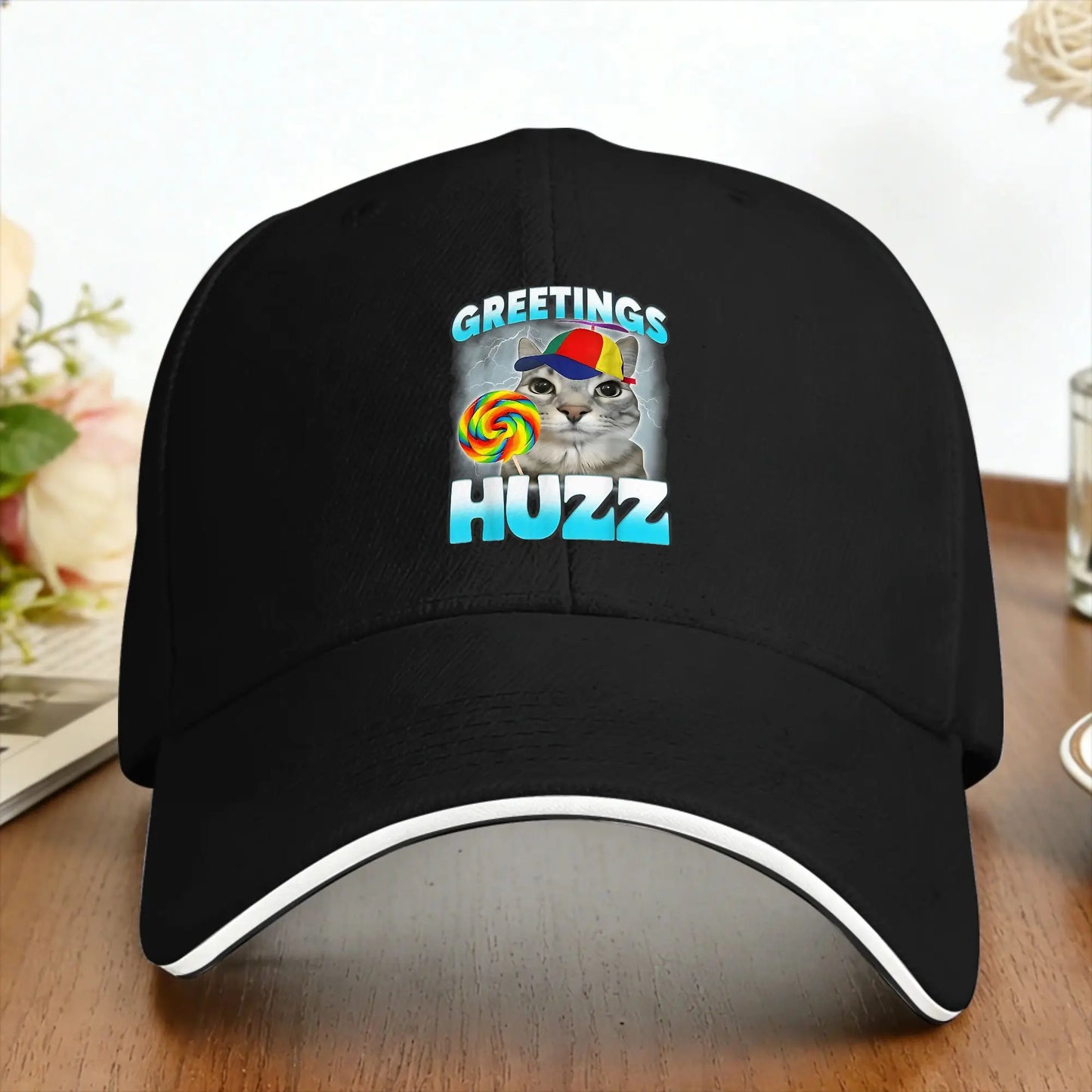 Greetings Huzz Cat Meme Outdoor Trucker Baseball Cap