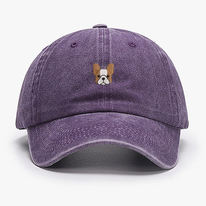 Vintage French Bulldog Embroidered Baseball Cap