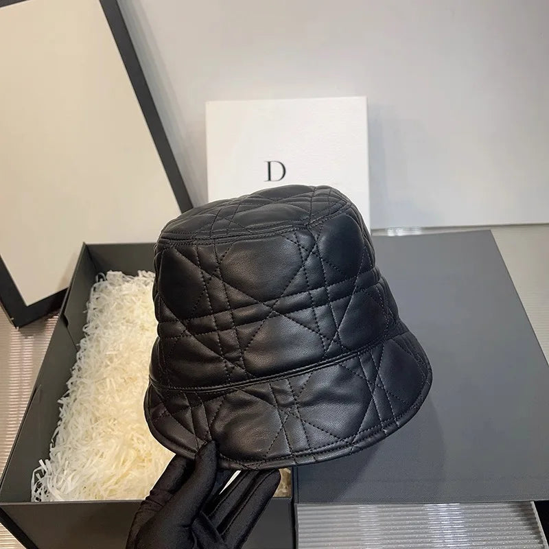 Unisex New York Leather High Quality Bucket Women Hat Size 54-58cm