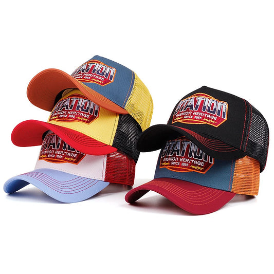 New STATION 1865 Truck Hat Men's Personalized Hip Hop Hat Women's Outdoor Skateboarding Hat Sunshade Baseball Hat Mesh Hat