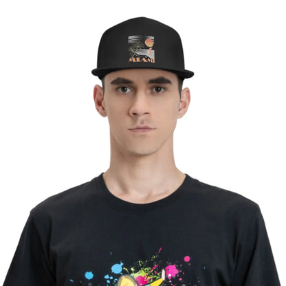 Miami Sunshine Retro Black Snapback Cap