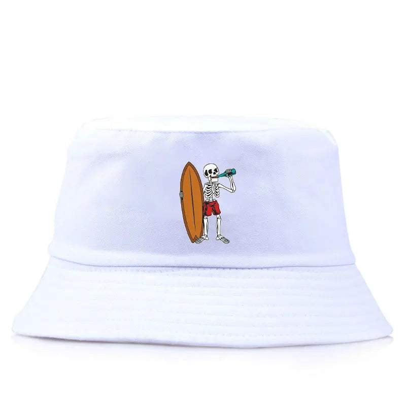 Skeleton Surfboard Reversible Beach Bucket Hat