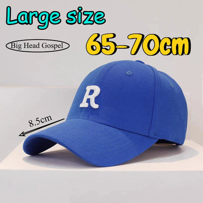60-65cm 65-70cm Big Head Baseball Cap For Men Cotton Outdoor Sport Snap Back Cap Dad Hats R Letter Large Size Deepen Trucker Cap
