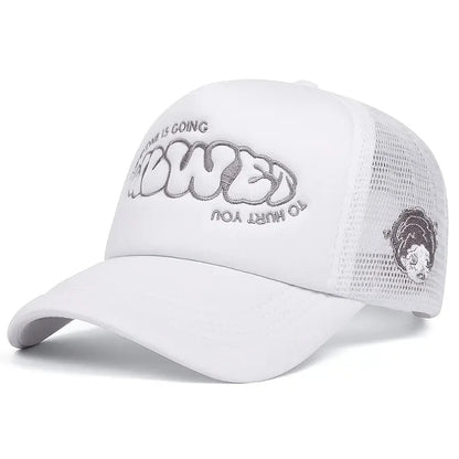 Crying Girl Embroidered Mesh Baseball Cap