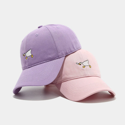 Cute Goose Embroidered Soft Top Baseball Cap
