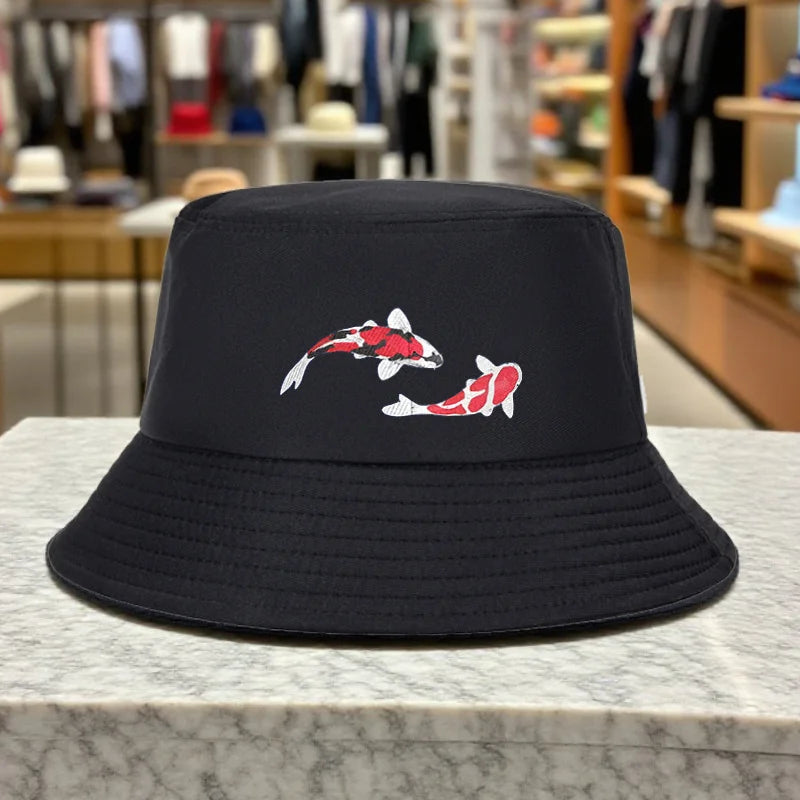 Carp Jumping Pattern Bucket Hat
