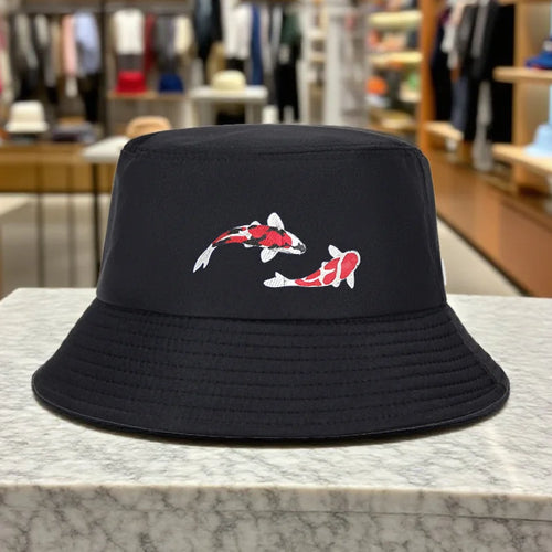 Carp Jumping Pattern Bucket Hat