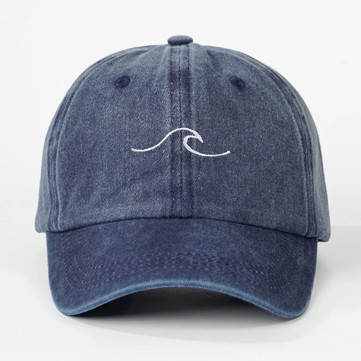 Wave Ripple Embroidered Cotton Baseball Cap