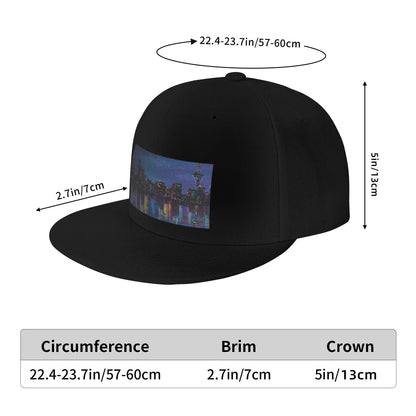 Colourful Cityscape Night Reflection Snapback Cap
