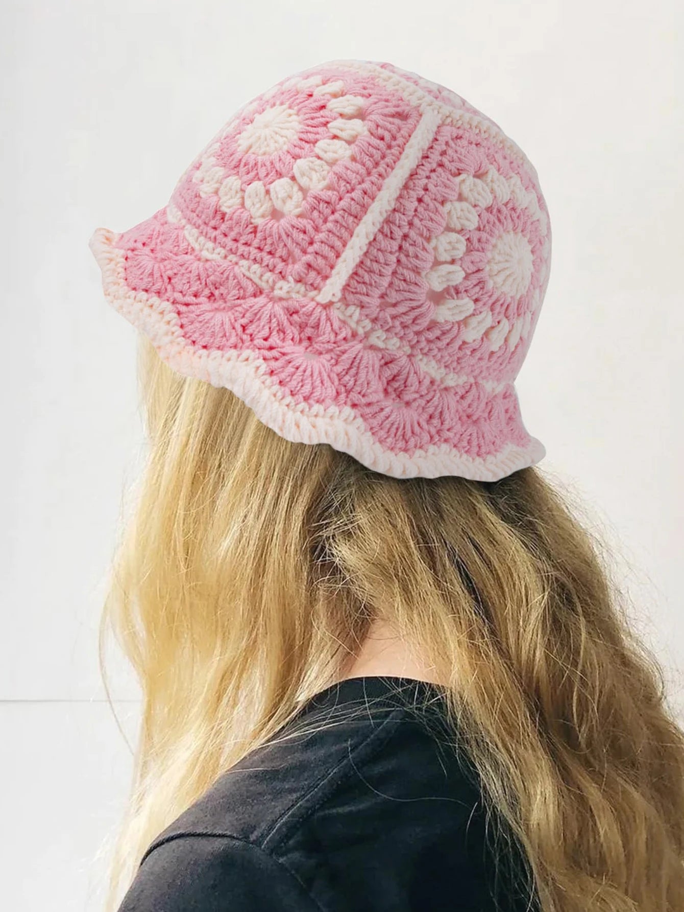 Women's Y2K Crochet Flower Bucket Hat