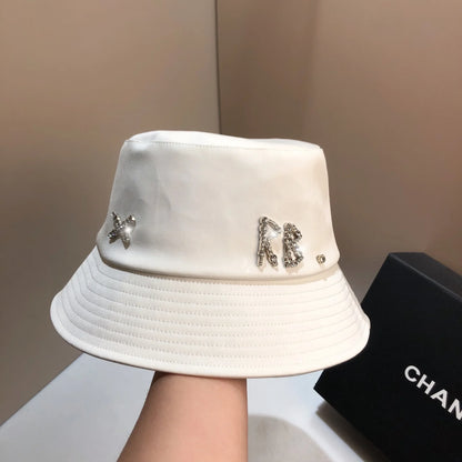 Luxury Rhinestone Letter RB Bucket Hat Designer