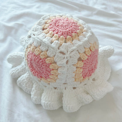 Ruffled Sunflower Crochet Bucket Hat
