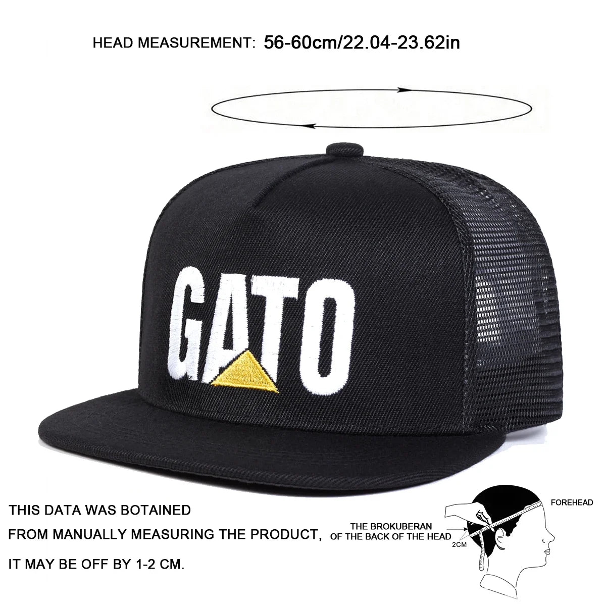 Gato Letter Embroidered Mesh Snapback Cap