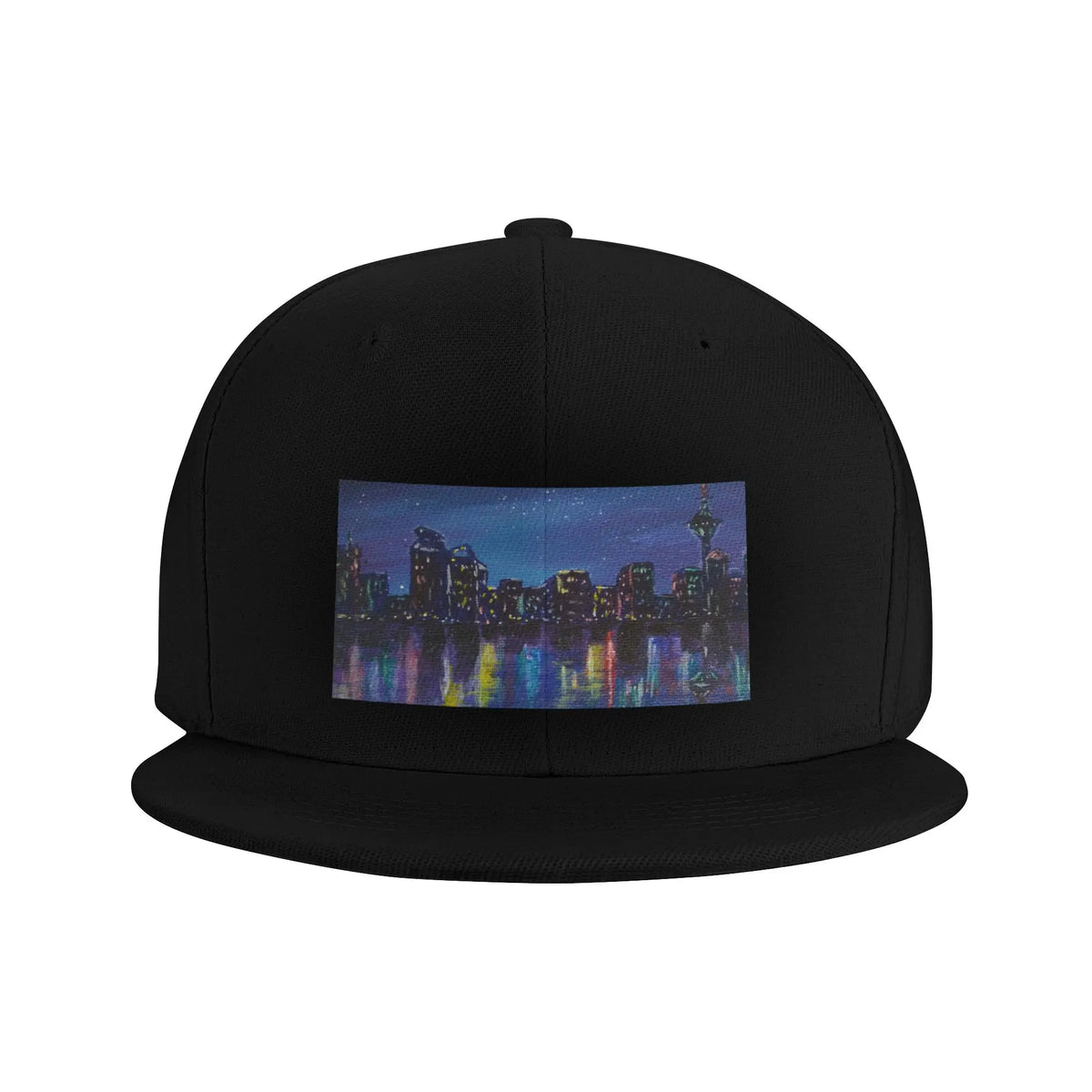 Colourful Cityscape Night Reflection Snapback Cap