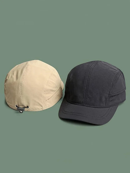 Short Brimmed Solid Color Baseball Cap Lightweight Quick Dry Polyester Adjustable Buckle Closure Sun Protection Breathable Brim