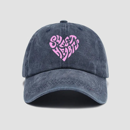 Pink Heart Shaped Letter Printed Baseball Cap Versatile For Daily