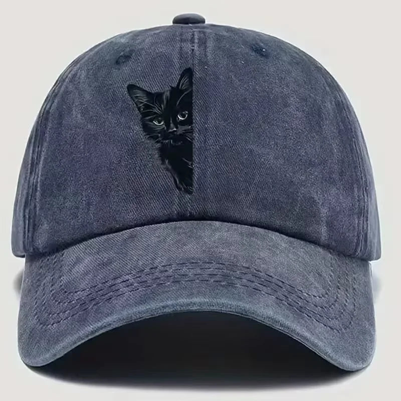 Vintage Kitten Print Baseball Cap