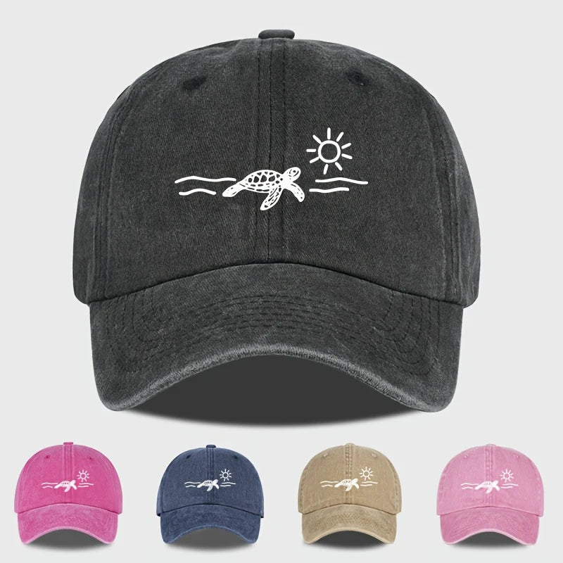 Turtle Sun Print Baseball Cap