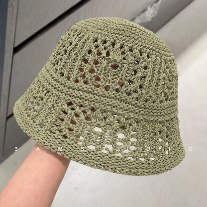 Korean Solid Color Knitted Bucket Hat
