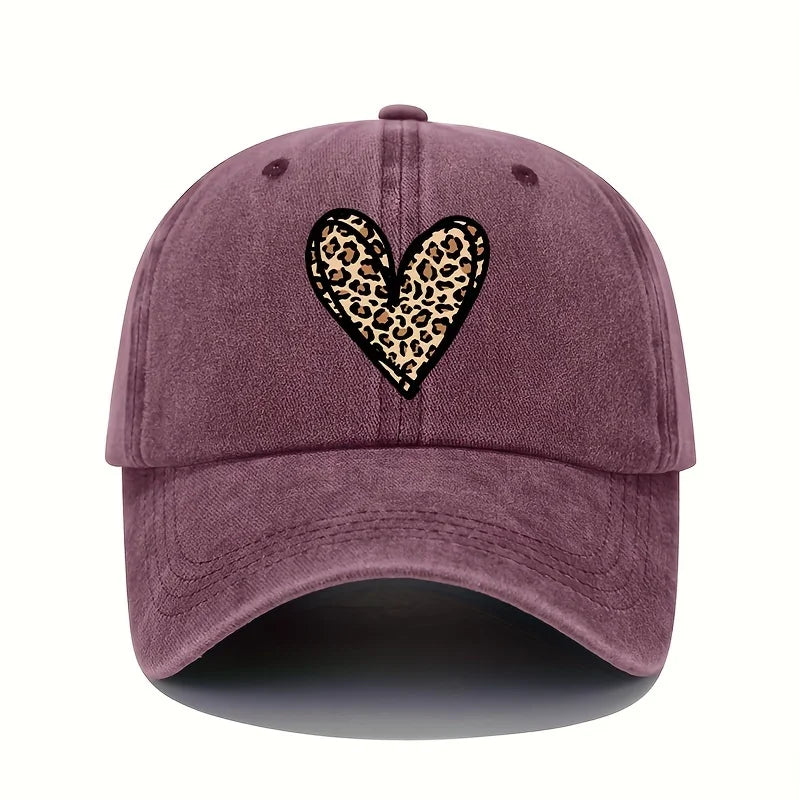 Leopard Heart Print Baseball Cap
