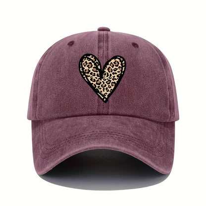 Leopard Heart Print Baseball Cap