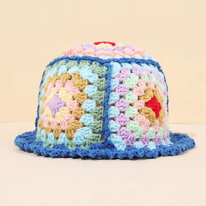 Women Flower Wool Hollow Knitted Fisherman Hat
