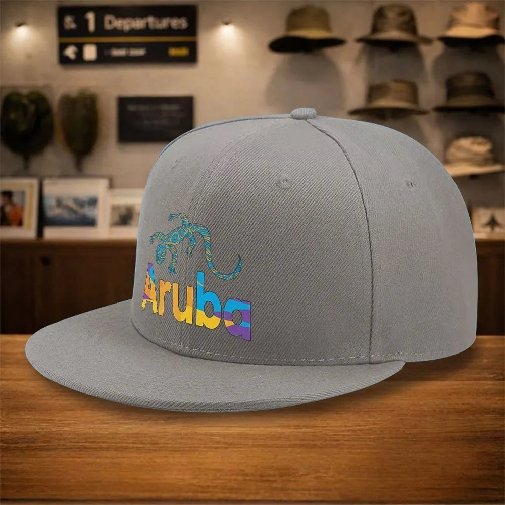 Aruba Lizard Geometric Pattern Casual Snapback Cap