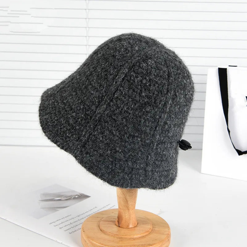 Women Adjustable Knitted Winter Bucket Hat