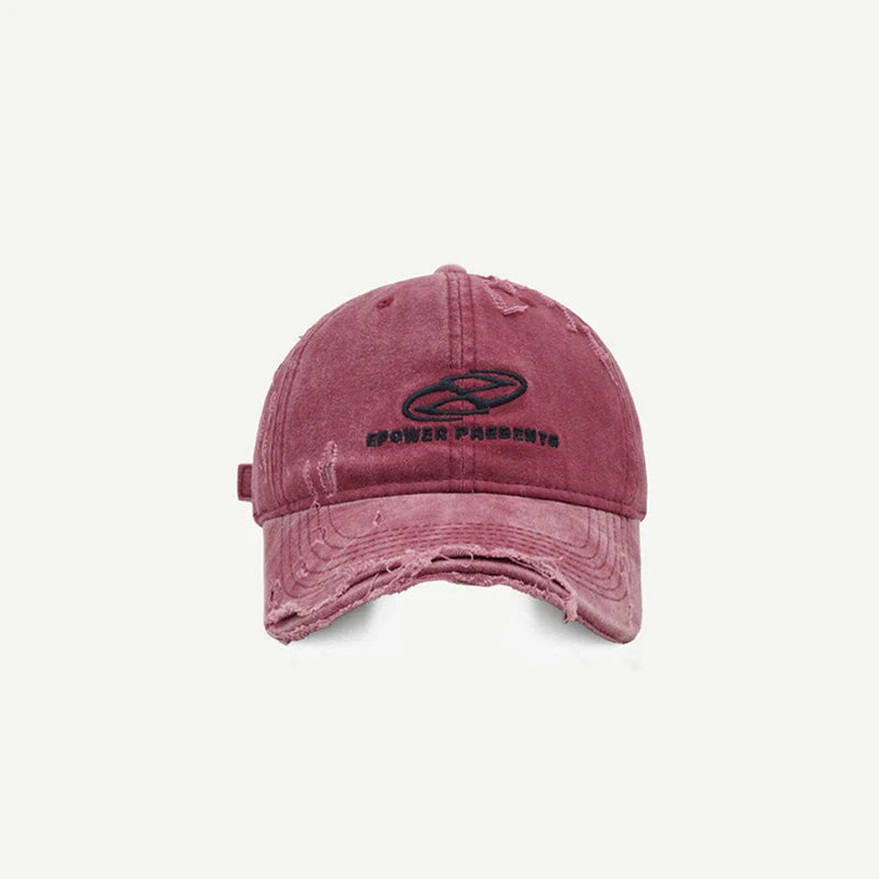Vintage Hole Baseball Caps Man Streetwear Fashion Print Adjustable