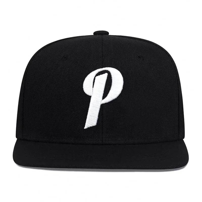 Unisex P Letter Embroidered Snapback Cap