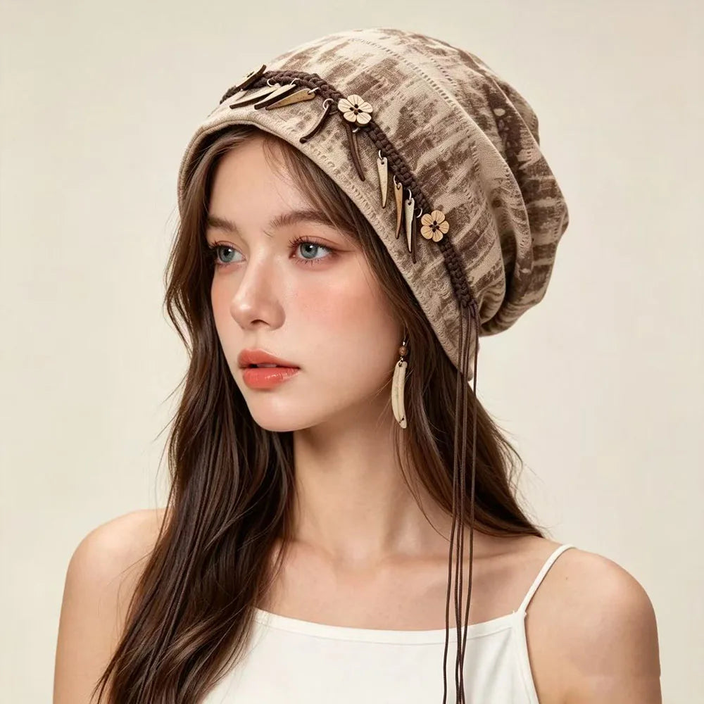 Boho Ethnic Slouchy Beanie Hat