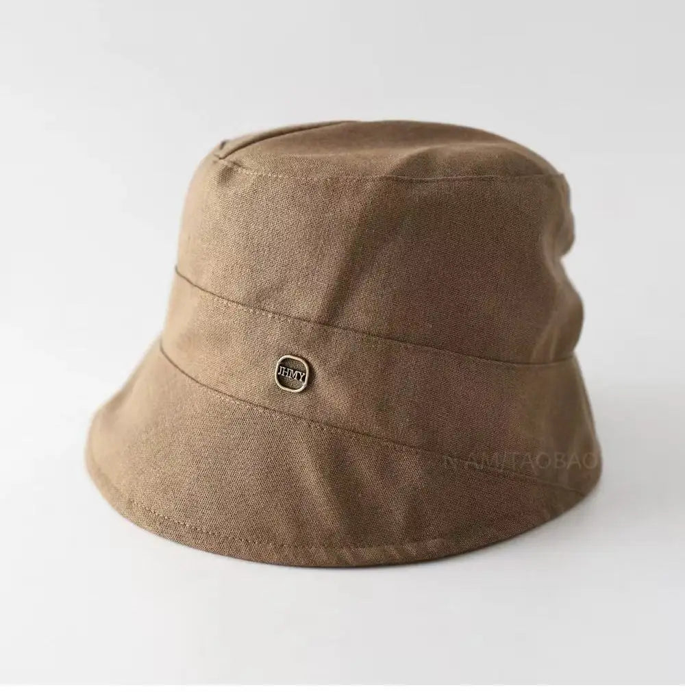 Linen Solid Color Letter Bucket Hat