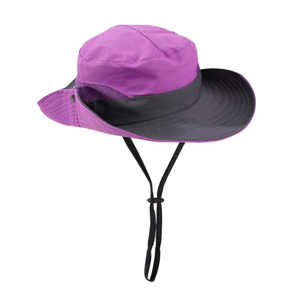 Quick-Dry Wide Brim Ponytail Hole Bucket Hat