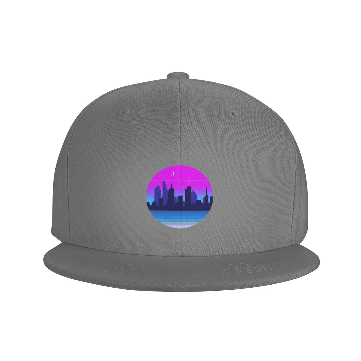 Retro City Skyline Night High-Quality Snapback Cap