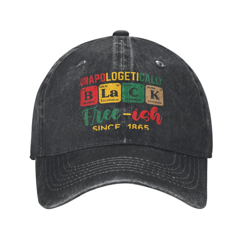 Juneteenth Black Periodic Distressed Washed Baseball Cap