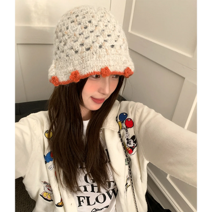 Women Wool Openwork Knitted Fisherman Bucket Hat