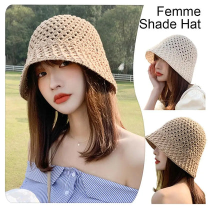 Summer Breathable Hollow Knitted Bucket Hats