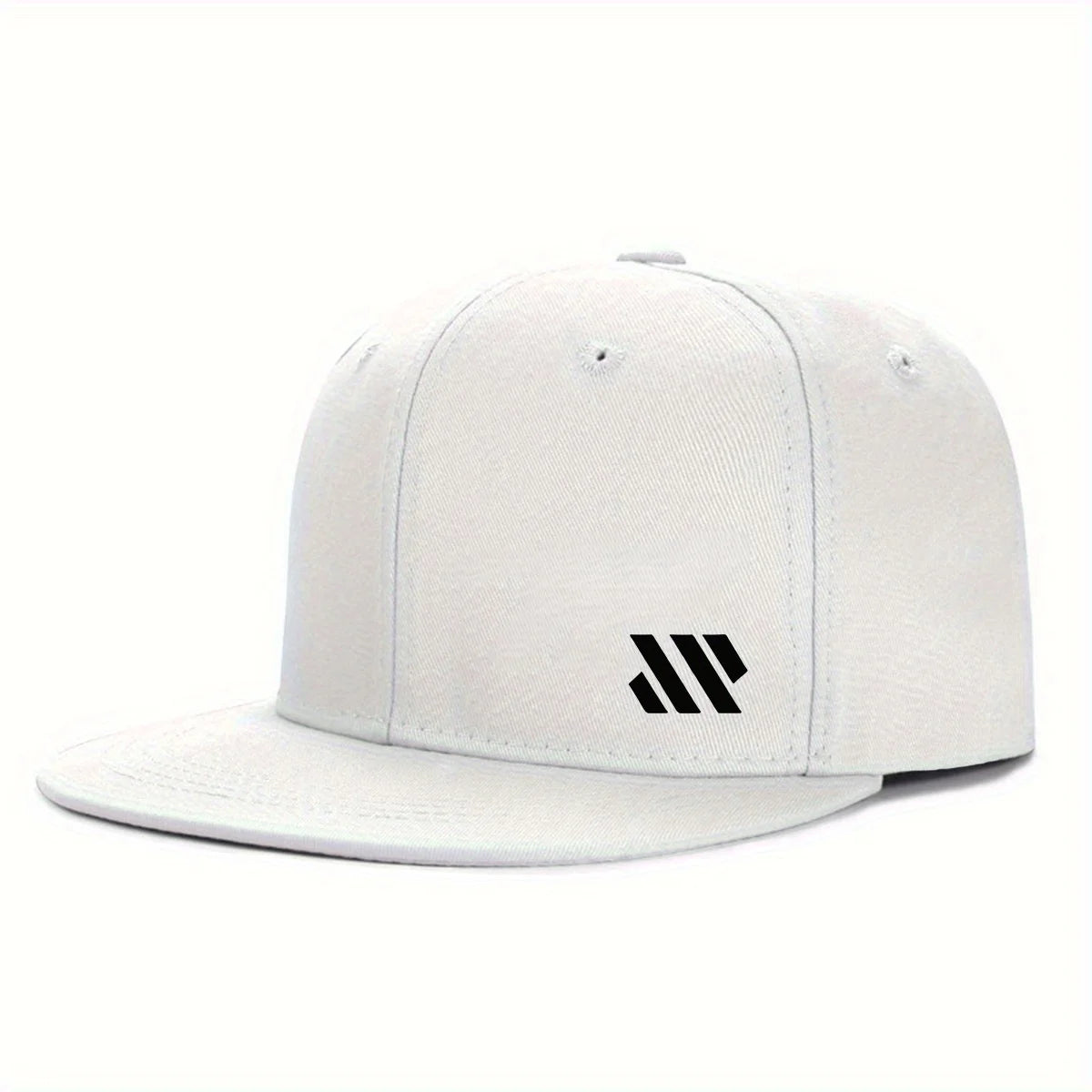 Baseball Hat With White Logo Unisex Adjustable Breathable Flat Brimmed Hat