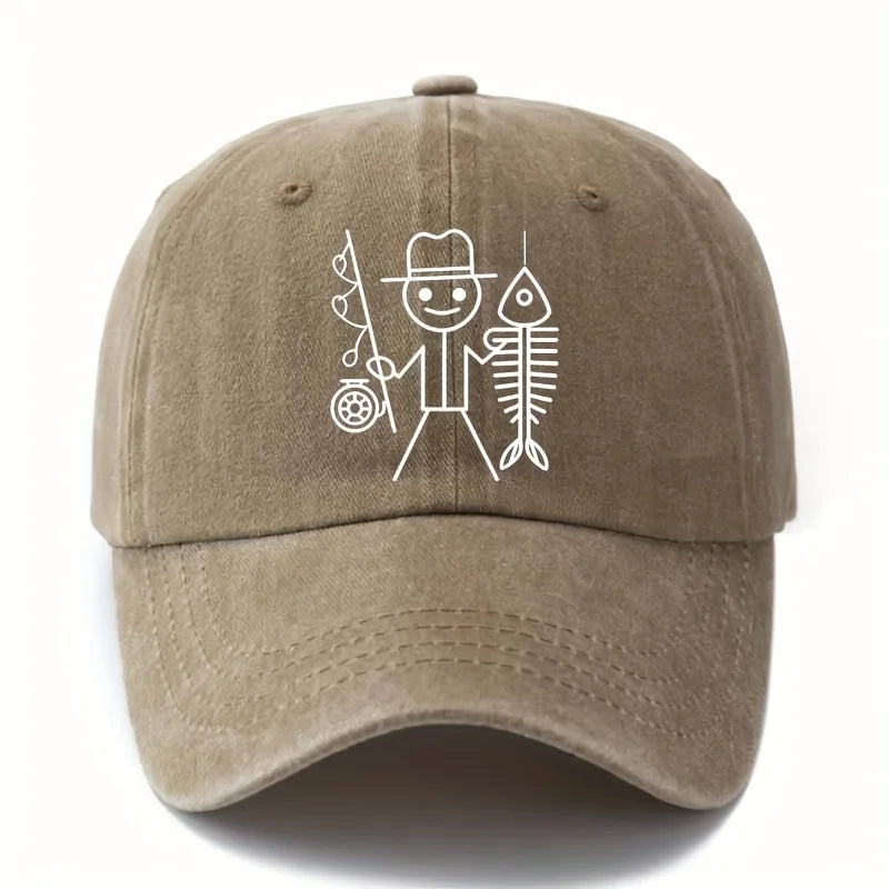 Cartoon Fishing Print Baseball Cap
