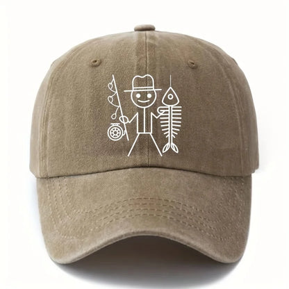 Cartoon Fishing Print Baseball Cap