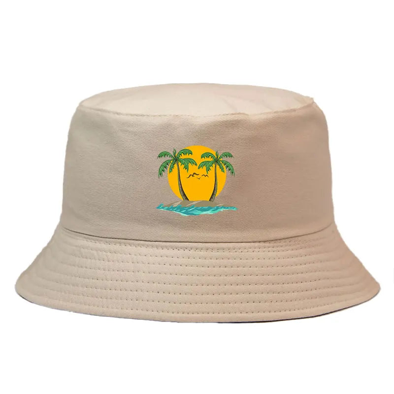 Island Palm Tree Reversible Summer Beach Bucket Hat