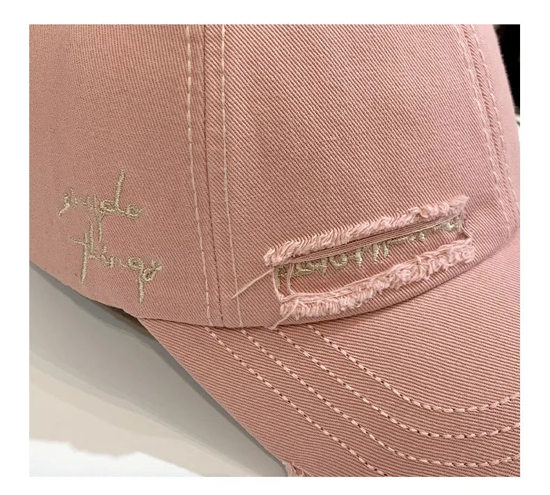 New Celebrity Fashion Embroidery Hole Sunscreen Baseball Cap Women
