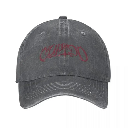 Tini Stoessel Cupido Logo Distressed Denim Baseball Cap