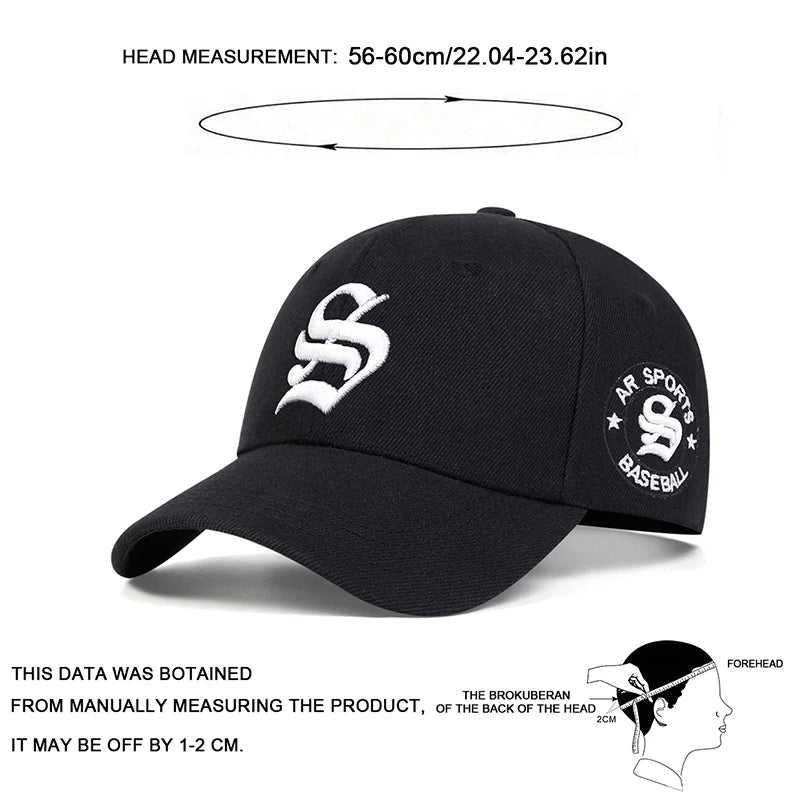 Unisex Gothic S Letter Embroidery Side Baseball Caps