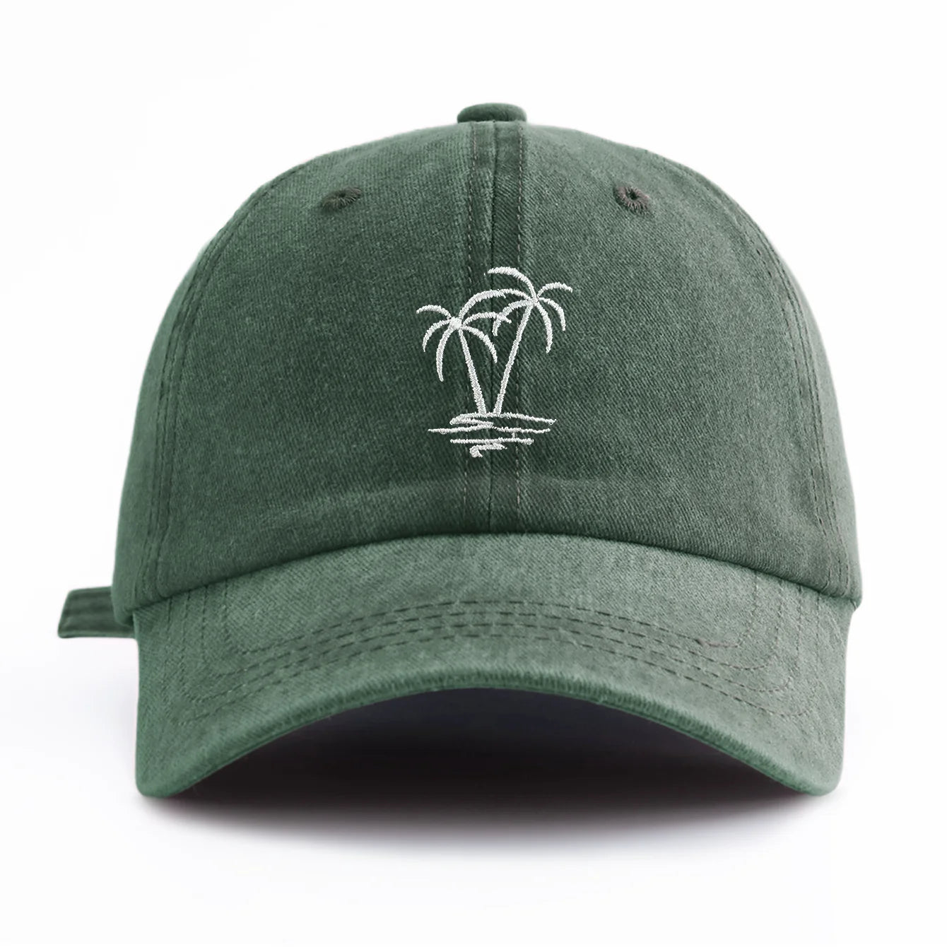 1pc Coconuttree Embroidery Washed Baseball Cap For Adults