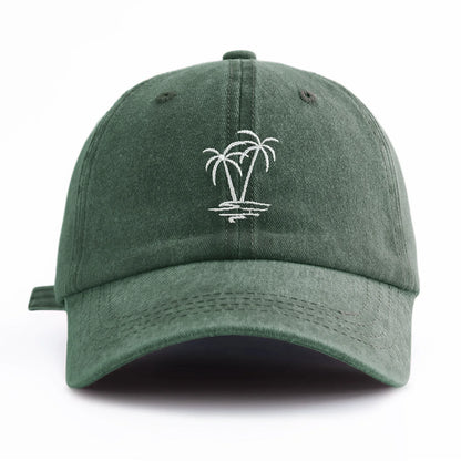 1pc Coconuttree Embroidery Washed Baseball Cap For Adults
